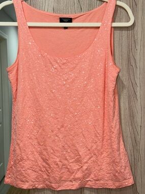 Talbots Petite Coral Sequin Tank Top‎ Size S